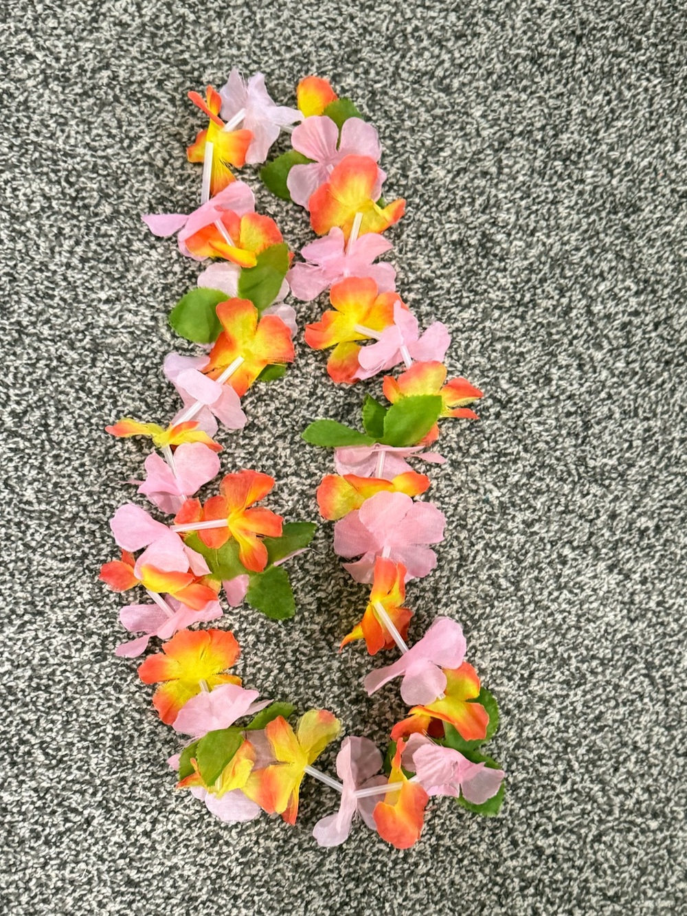 Tropical Floral Lei Necklace - Pink, Orange & Green